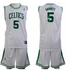 Boston Celtics 5 Kevin Garnett White Jerseys&Shorts