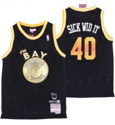 Men B&R Remix Jersey Warriors 40 Sick Wid It Black Throwback Jersey