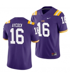 LSU Tiger Aj Aycock Purple Game Men'S Jersey