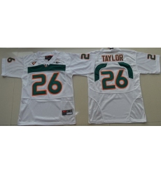 Hurricanes #26 Sean Taylor White Embroidered Youth NCAA Jerseys