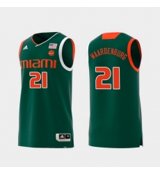 Men Miami Hurricanes Sam Waardenburg Green Replica College Basketball Jersey