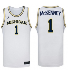 Men Michigan Wolverines Trey Mckenney White #1 NCAA Basketball Jersey