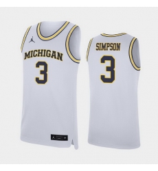 Michigan Wolverines Zavier Simpson White Replica Men'S Jersey