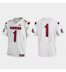 Men South Carolina Gamecocks 1 White Replica College Football Jersey