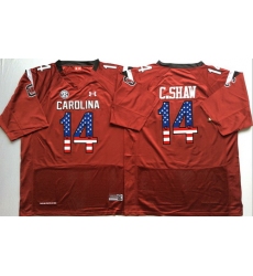 South Carolina Gamecocks 14 C Shaw Red USA Flag College Jersey