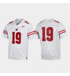 Men Wisconsin Badgers 19 White Replica Jersey