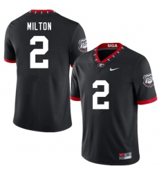 Men #2 Kendall Milton Georgia Bulldogs 100th Anniversary College Football Jerseys Sale-100th Black