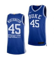 Duke Blue Devils Keenan Worthington Blue Equality Social Justice Men Jersey