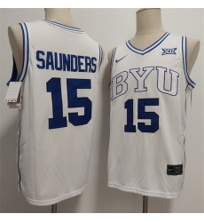 Men Duke Blue Devils 15 Richie Saunders White Stitched Basketball Jersey