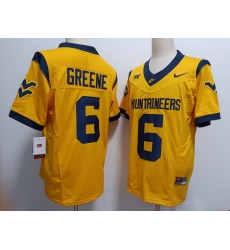 Men West Virginia Mountaineers Garrett Greene #6 F U S E Yellow Stitched Jersey