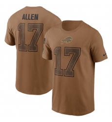 Men Buffalo Bills 17 Josh Allen 2023 Brown Salute To Service Name Number T Shirt