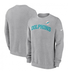 Men Nike Heather Gray Miami Dolphins Club Pullover Sweatshirt