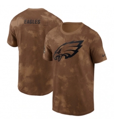 Men Philadelphia Eagles 2023 Brown Salute To Service Sideline T Shirt