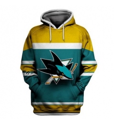 Men San Jose Sharks Green All Stitched Hooded Sweatshirt