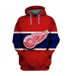 Men Detroit Red Wings Red All Stitched Hooded Sweatshirt