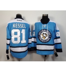 Men Pittsburgh Penguins 81 Phil Kessel Blue Away Stitched NHL Jersey