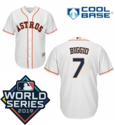 Mens Majestic Houston Astros 7 Craig Biggio Replica White Home Cool Base Sitched 2019 World Series Patch Jersey