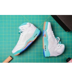 Air Jordan 5 Retro Women Shoes Grey cyan