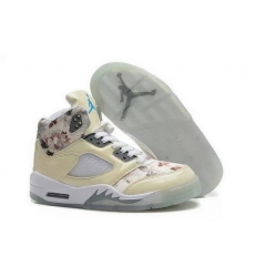 Air Jordan 5 Shoes 2014 Womens Cherry Blossoms Beige White