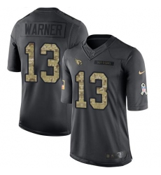 Nike Cardinals #13 Kurt Warner Black Mens Stitched NFL Limited 2016 Salute to Service Jersey