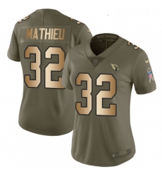 Womens Nike Arizona Cardinals 32 Tyrann Mathieu Limited OliveGold 2017 Salute to Service NFL Jersey