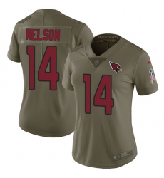 Womens Nike Cardinals #14 J J Nelson Olive  Stitched NFL Limited 2017 Salute to Service Jersey