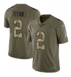 Men Nike Atlanta Falcons 2 Matt Ryan Limited OliveCamo 2017 Salute to Service NFL Jersey