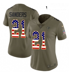 Womens Nike Atlanta Falcons 21 Deion Sanders Limited OliveUSA Flag 2017 Salute to Service NFL Jersey