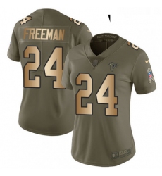 Womens Nike Atlanta Falcons 24 Devonta Freeman Limited OliveGold 2017 Salute to Service NFL Jersey