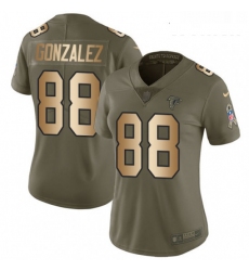 Womens Nike Atlanta Falcons 88 Tony Gonzalez Limited OliveGold 2017 Salute to Service NFL Jersey