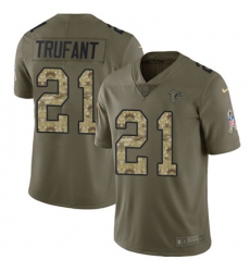 Youth Nike Falcons #21 Desmond Trufant Olive Camo Stitched NFL Limited 2017 Salute to Service Jersey