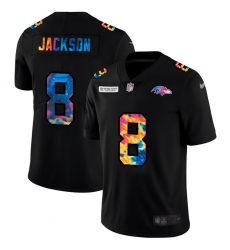 Baltimore Ravens 8 Lamar Jackson Men Nike Multi Color Black 2020 NFL Crucial Catch Vapor Untouchable Limited Jersey