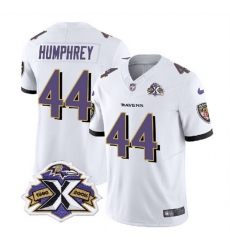 Men Baltimore Ravens 44 Marlon Humphrey White 2023 F U S E With Patch Throwback Vapor Limited Jersey