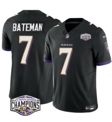 Men Baltimore Ravens 7 Rashod Bateman Black F U S E 2024 AFC North Division Champions Vapor Limited Football Jersey