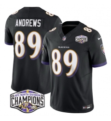 Men Baltimore Ravens 89 Mark Andrews Black F U S E 2024 AFC North Division Champions Vapor Limited Football Jersey