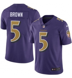 Nike Baltimore Ravens 5 Marquise Brown Purple Men Stitched NFL Limited Rush Jersey