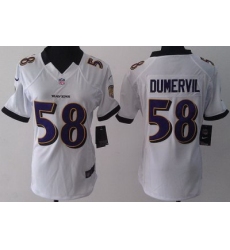 Women Nike Baltimore Ravens 58 Elvis Dumervil White LIMITED Jerseys