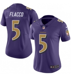 Womens Nike Baltimore Ravens 5 Joe Flacco Limited Purple Rush Vapor Untouchable NFL Jersey