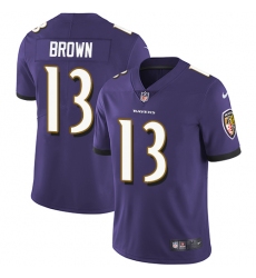 Nike Ravens #13 John Brown Purple Team Color Youth Stitched NFL Vapor Untouchable Limited Jersey