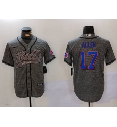 Men Buffalo Bills 17 Josh Allen Grey Team Cool Base Stitched Baseball Jersey 9