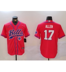 Men Buffalo Bills 17 Josh Allen Red Cool Base Stitched Baseball Jersey 2