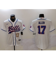 Men Buffalo Bills 17 Josh Allen White Cool Base Stitched Baseball Jersey 2