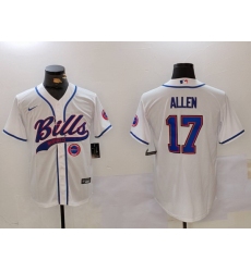 Men Buffalo Bills 17 Josh Allen White Cool Base Stitched Baseball Jersey