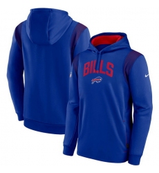 Men Buffalo Bills Royal Sideline Stack Performance Pullover Hoodie 002