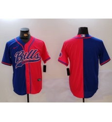 Men Buffalo Bills blank Red Blue Team Cool Base Stitched Baseball Jersey 1