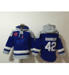 Men Los Angeles Dodgers 42 Jackie Robinson Blue Ageless Must Have Lace Up Pullover Hoodie