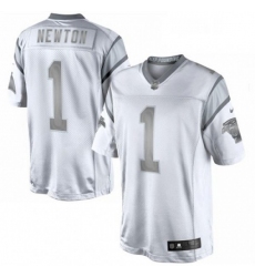 Mens Nike Carolina Panthers 1 Cam Newton Limited White Platinum NFL Jersey