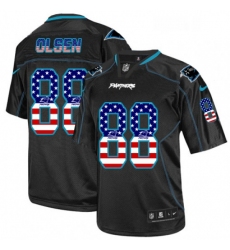 Mens Nike Carolina Panthers 88 Greg Olsen Elite Black USA Flag Fashion NFL Jersey