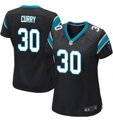 Nike Panthers #30 Stephen Curry Black Team Color Womens Stitched NFL Elite Jersey