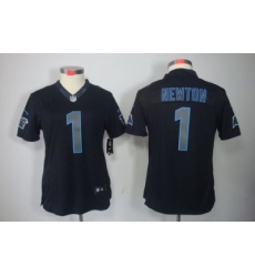 Women Nike Carolina Panthers 1# Newton Black Jerseys[Impact Limited]